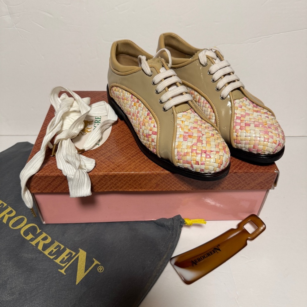 Aerogreen Livorno Taupe Multicolor Pink Women's golf shoes spikeless sz 5 1/2NIB